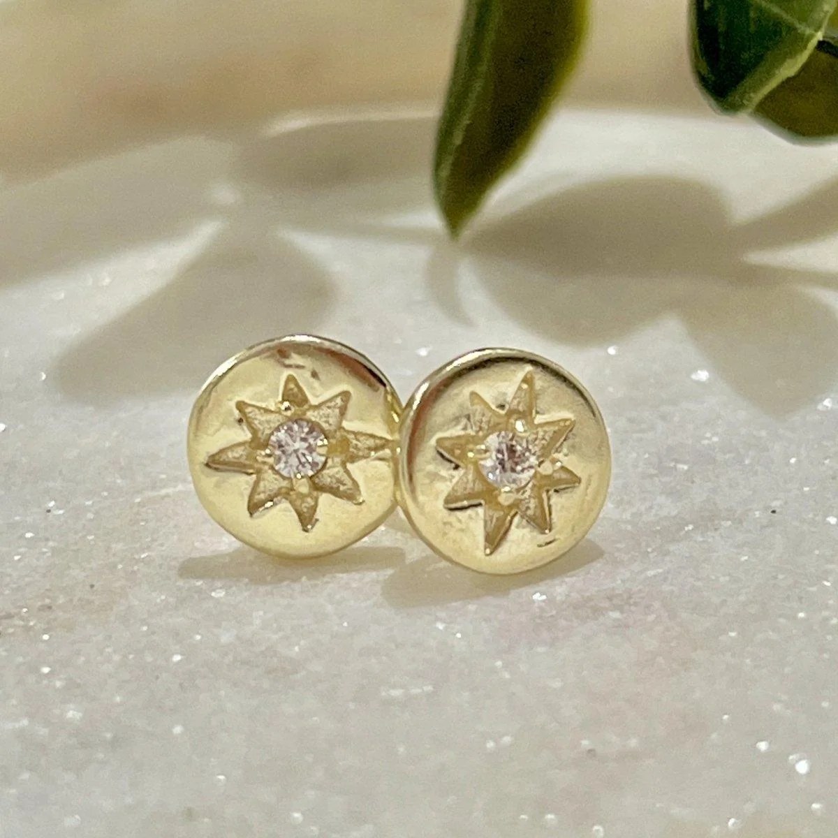 Laihas Prestige ��Shoot For The Stars�� Gold Stud Earrings-Topaz
