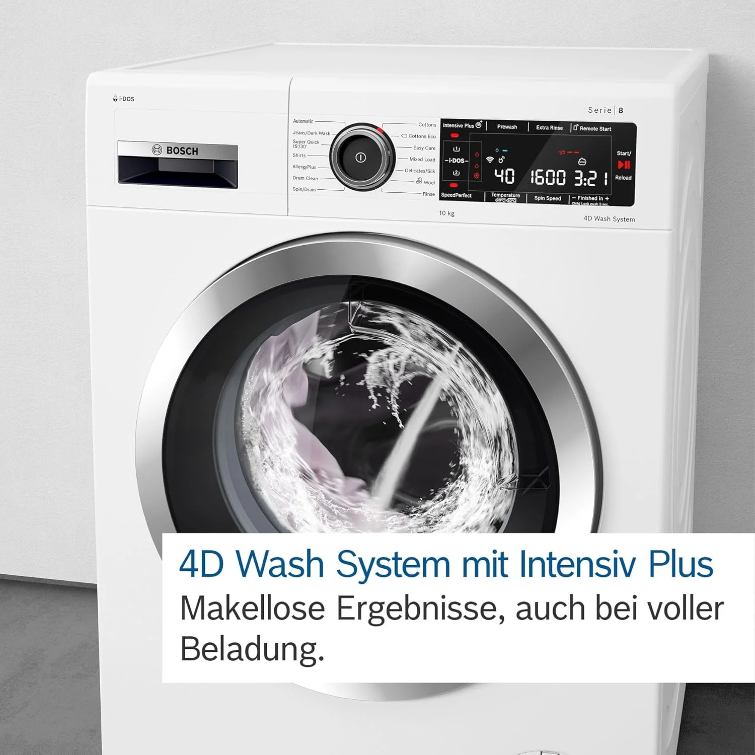BOSCH WAN28127 Waschmaschine Serie 4, Frontlader mit 8kg Fassungsvermögen, 1400 UpM, Iron Assist, Active Water Plus, EcoSilence Drive, Speed Perfect, Weiß, 60cm
