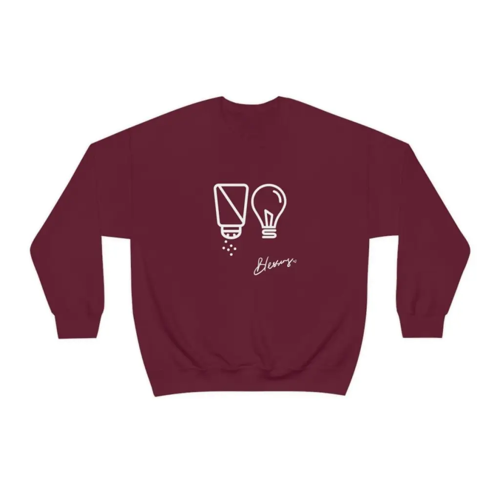 Salt and Light Christian Crewneck Sweatshirt | Gift to show Faith | Gift for Her for Him | Essential for Church and Worship
