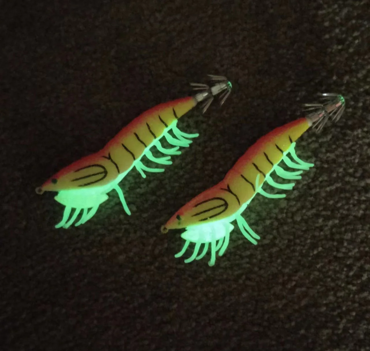 2 x Shrimp Fishing Lures Luminous Leg Squid Jigs 3.5 pink