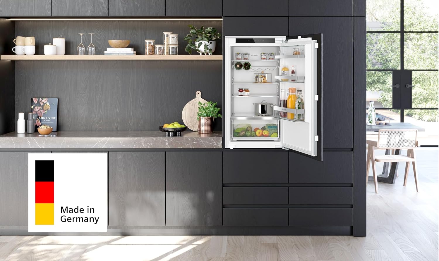 Siemens KI31RADD1 iQ500, Einbau-Kühlschrank, 102,5 x 56 cm Nische, 165 L, Made in Germany, sehr Leise, hyperFresh Box, längere Frische, LED-Beleuchtung, superCooling, autoAirflow, Flachscharnier