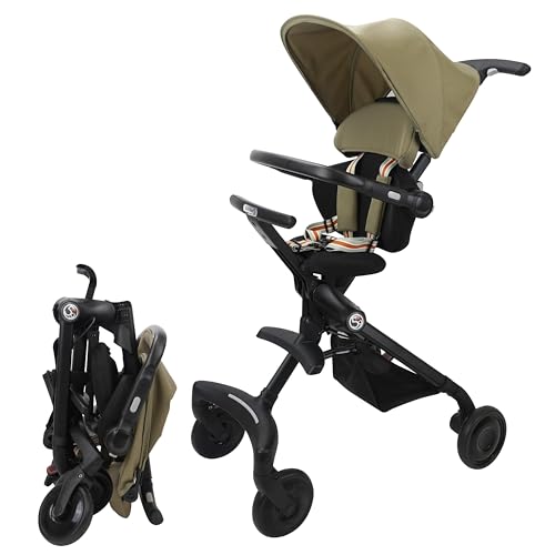 509 Crew EZ TRAVELLER Baby Buggy Stroller Pushchair, Easy & Compact Fold, 2 posizioni Recline Backrest, manico regolabile in altezza, barra frontale regolabile, canopy, basket, da 6 m a 15 kg, kaki : Prima infanzia