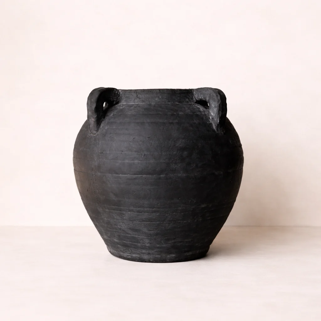 Charcoal Quad Handle Vase
