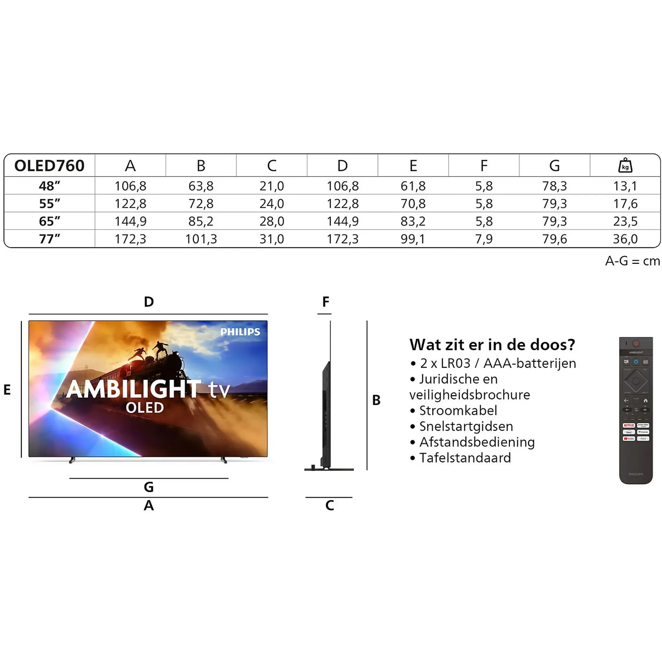Philips OLED 4K Ambilight TV 48OLED760/12 (2025) - 48 inch