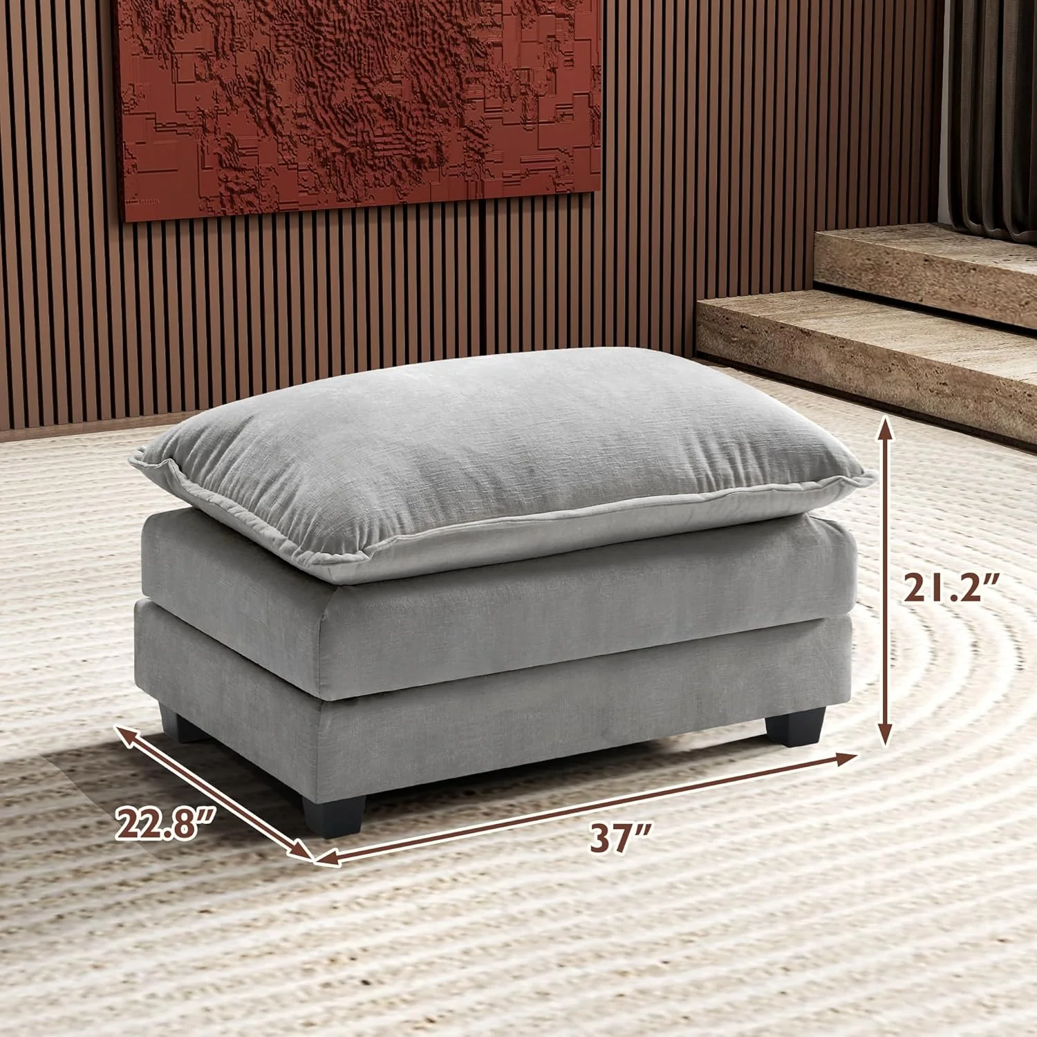 111.4 Inch L-Shaped Modern Sofa Modular Cloud Sofa Ottoman 4-Seater Chenille Deep Seat Sofa
