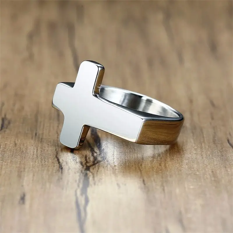 Mens Cross Ring | Hip Pop Jewelry | Ring with Cross | Gift for Him