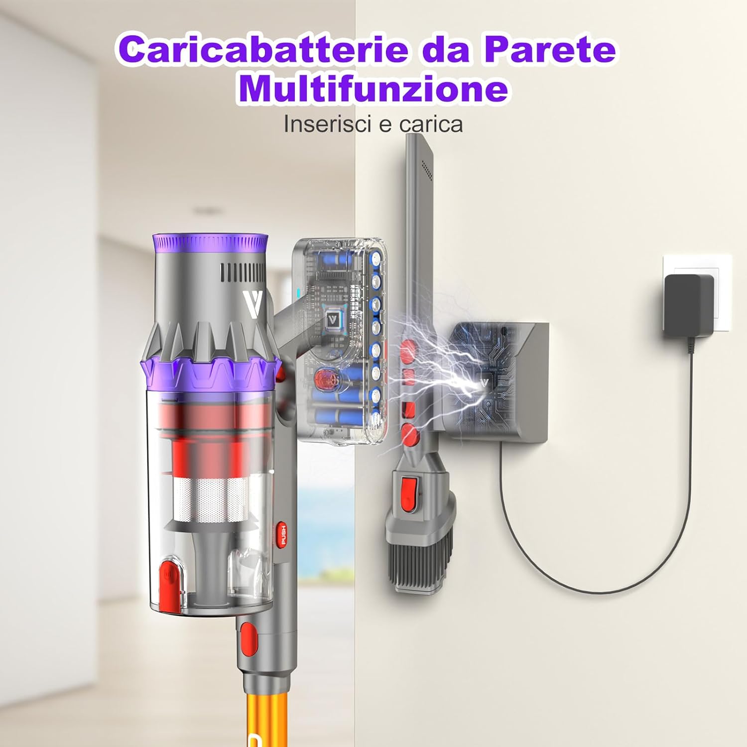 coovy 580W/55000Pa Aspirapolvere senza Fili SU7, Scopa Elettrica senza Filo Potente 75 Min Autonomia con LED Touchscreen Anti Groviglio per Tappeti Pavimento Peli Animali
