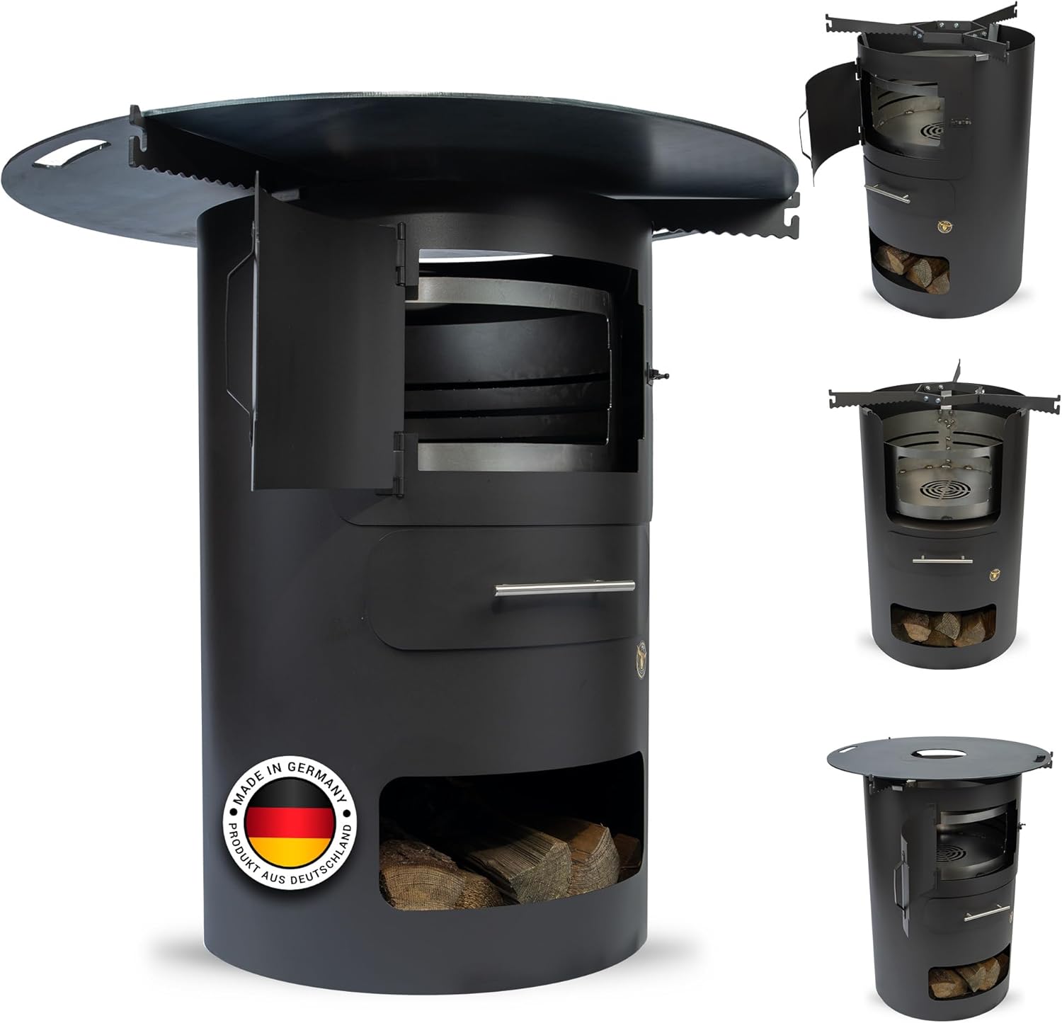 Komplettset – Multifunktionstonne mit 80cm Feuerplatte in 8mm Stärke #2002 – Feuerkorb & Zubehör – A. Weyck Tools Vielseitige Dutch Oven Station, Feuertonne & Grillfass – Hitzebeständig bis 700 Grad