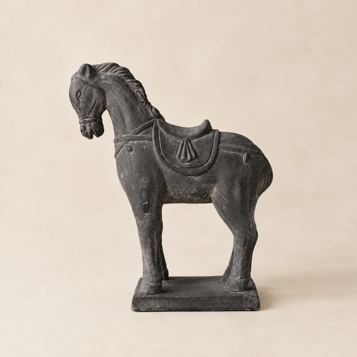 Noble Black Cement Horse Statue