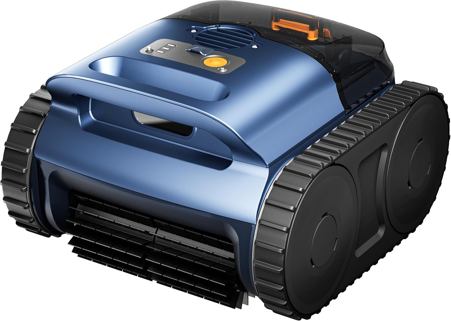 Cordless Robotic Pool Vacuum  Pool Cleaner with Track Drive & Sonar Navigation  180W Brushless Motor  Wall & Waterline Climbing  150-Min Runtime  for Inground Above-Ground 2150 Sq. Ft. (Dark Blue)