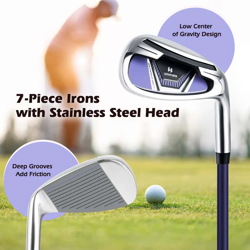 Women's Right Hand Complete Golf Club Set, 12 Pieces Golf Club Package Set with 460CC Driver, Irons 5-SW, Putter, Golf Cart Bag & Rain Hood