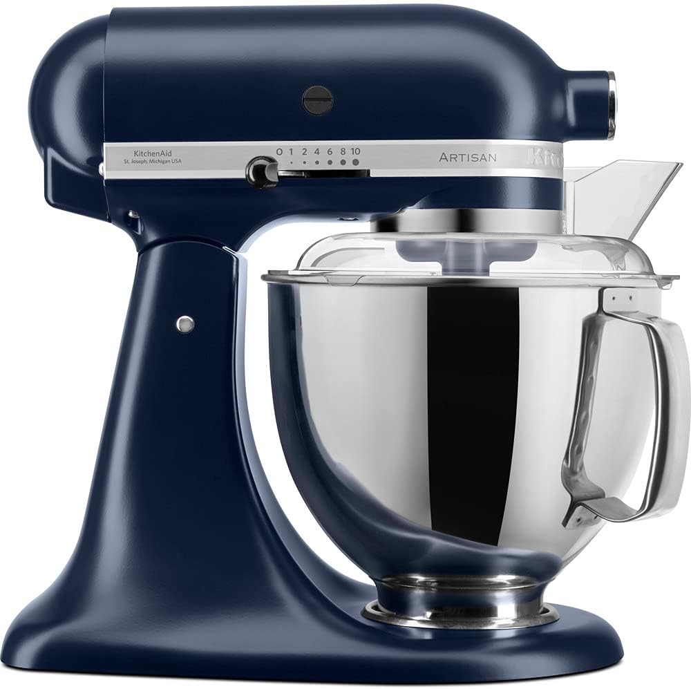 KitchenAid Küchenmaschine I Artisan I Kippbarem Food Processor I Teigknetmaschine mit 5 Zubehör | 2 Schüsseln aus Edelstahl | 4.8 L | Schwarz
