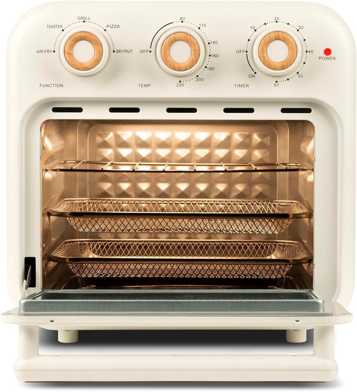 Girmi FG28 Friggitrice ad Aria e Forno Multifunzione, 1300W, 14 Litri, Maxi Ventola, 230 °C, 5 Funzioni, Luce Interna, Ricettario e Accessori Inclusi