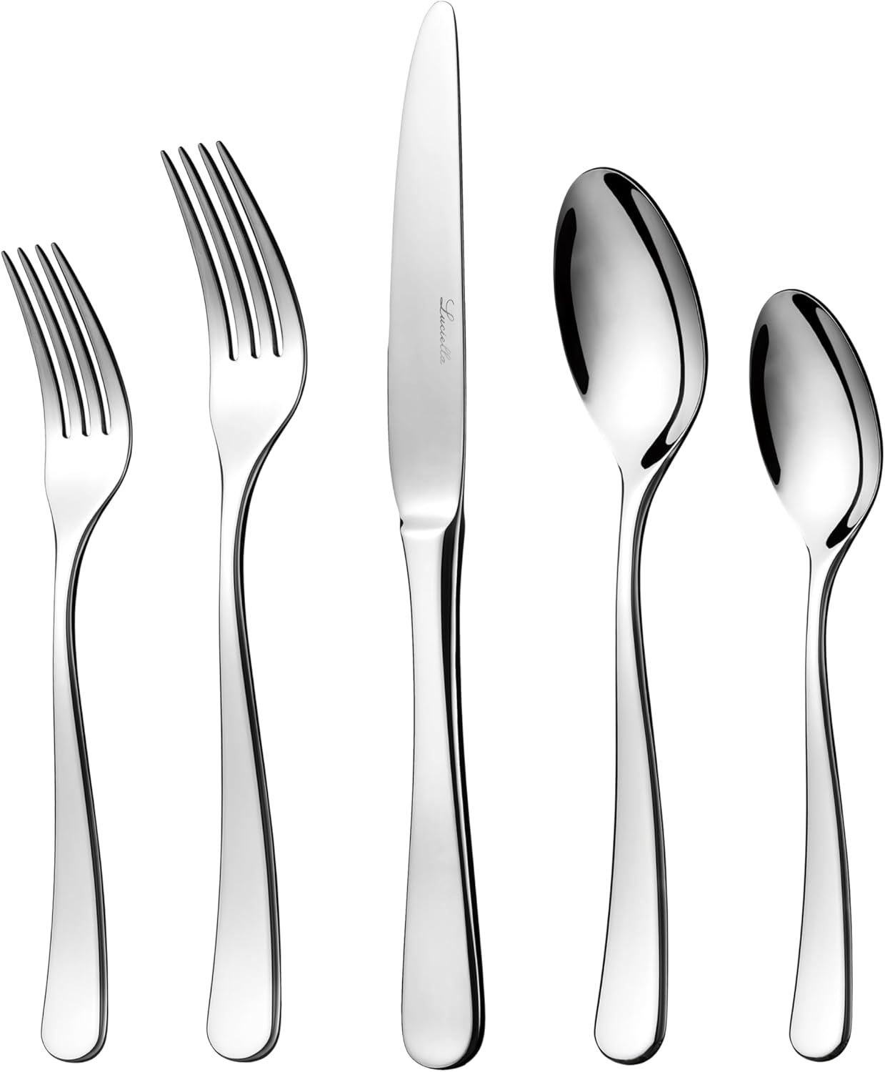 Luciella Tropea Flatware Set for 12, 65-Piece Premium 18/10 Stainless Steel Silverware Set with Serving Utensils, Modern Mirror Finish, Rust Resistant, Dishwasher Safe, House Warming Gifts New Home