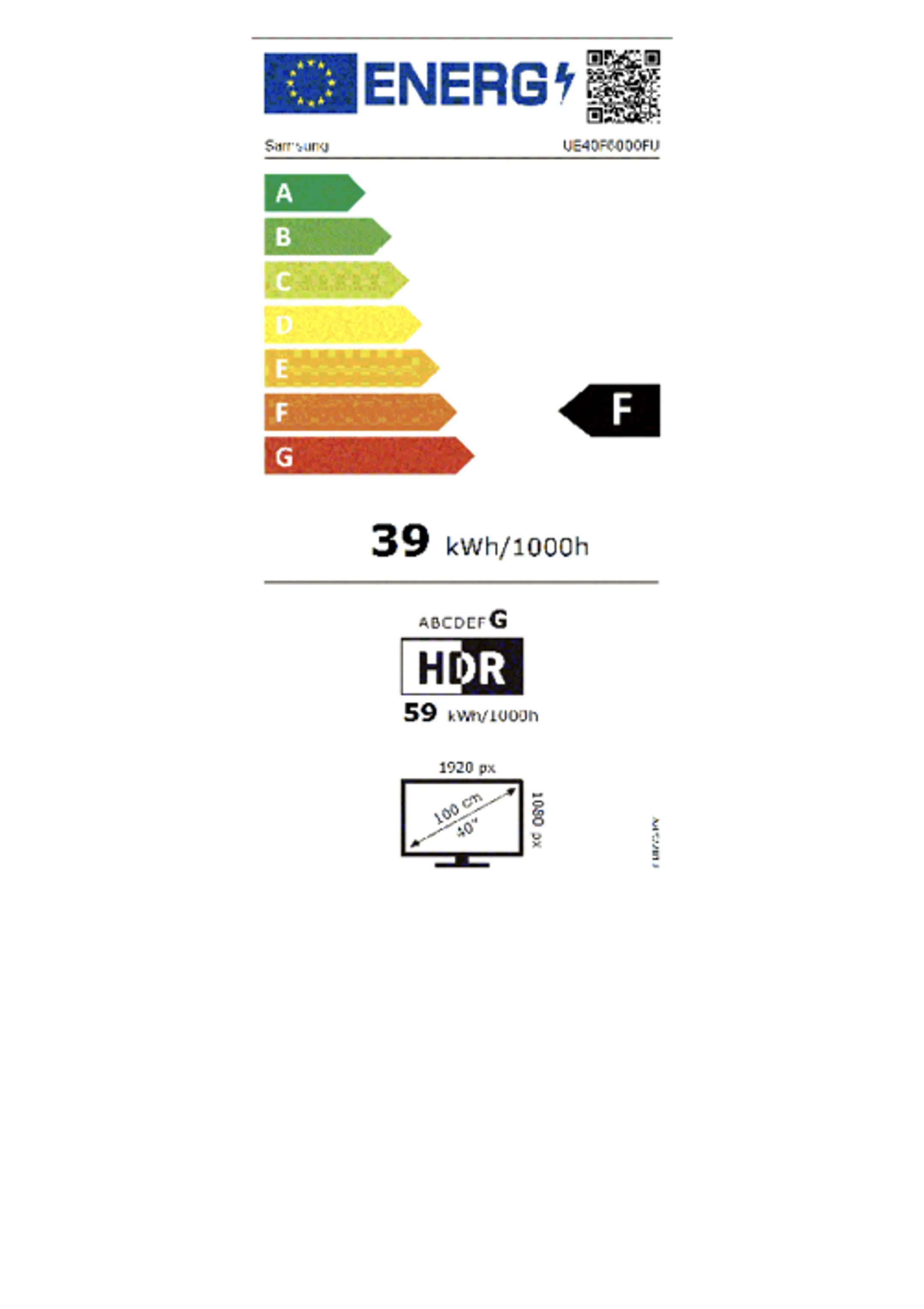 Samsung LED TV FHD UE40F6000F (2025) - 40 inch