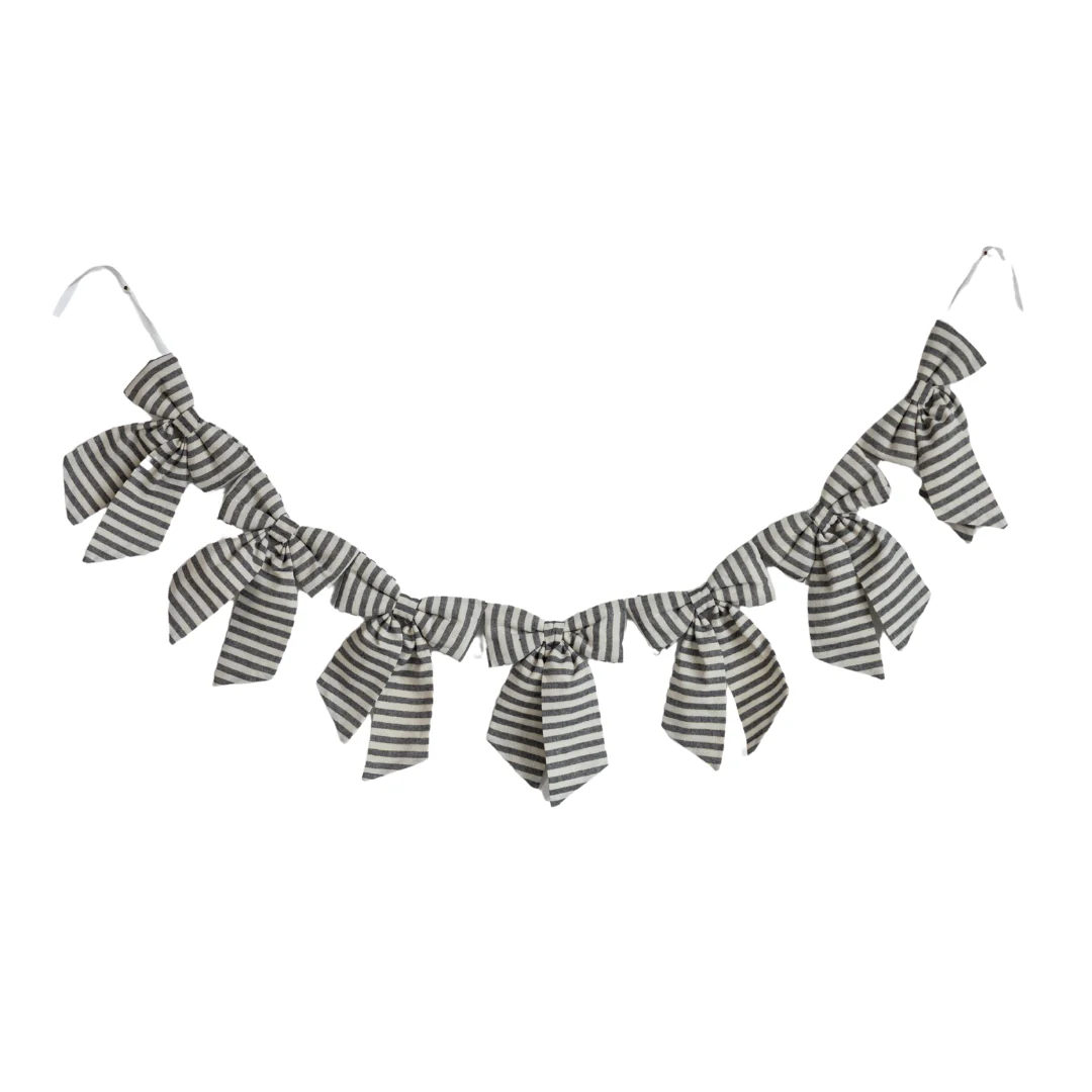 Striped Dark Charcoal Bow Garland
