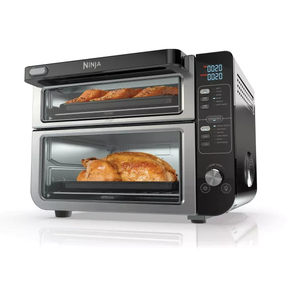 12-in-1 Double Oven with FlexDoor, FlavorSeal Smart Finish, Rapid Top Oven, Convection and Air Fry Bottom Oven DCT401