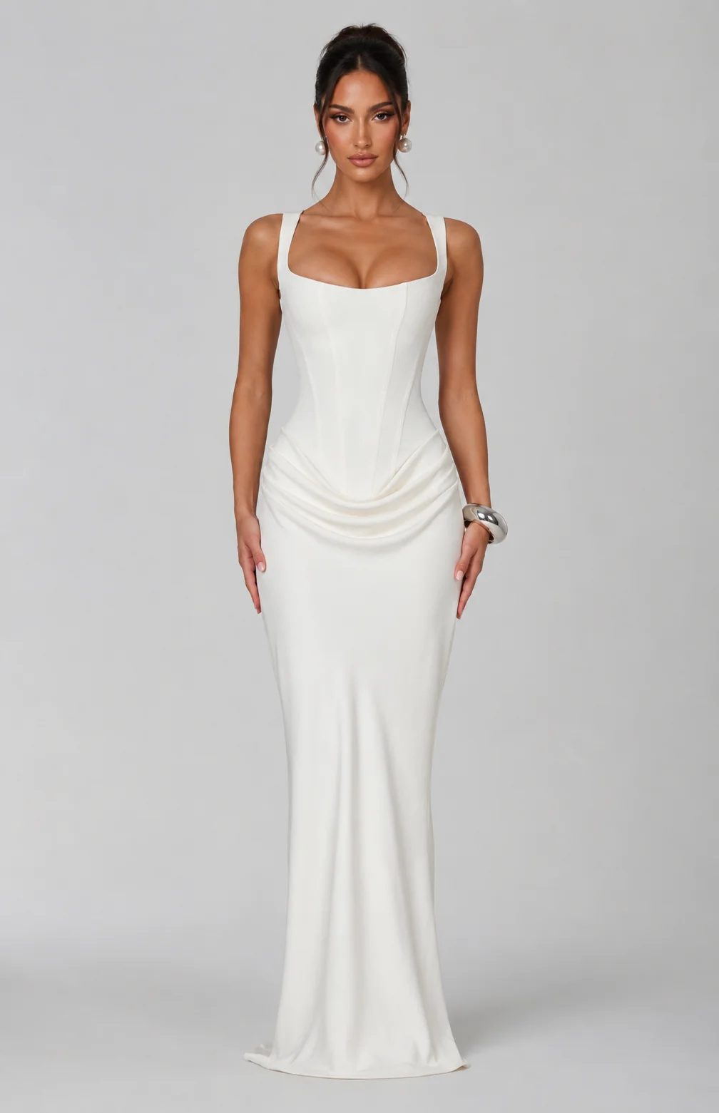Womena??s Maxi Dress Elegant Square Neck Corset Fishtail Design