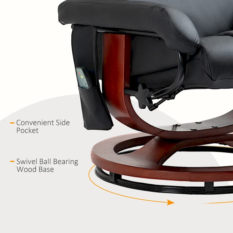 HOMCOM Recliner Chair with Ottoman, Electric Faux Leather Recliner