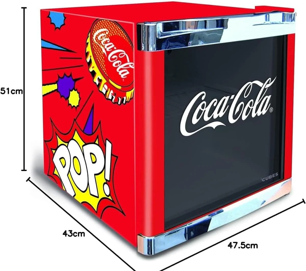 °CUBES Frigorifero per bottiglie Coca-Cola Classic/ 51 cm di altezza / 98 kWh/anno / 48 L vano frigorifero