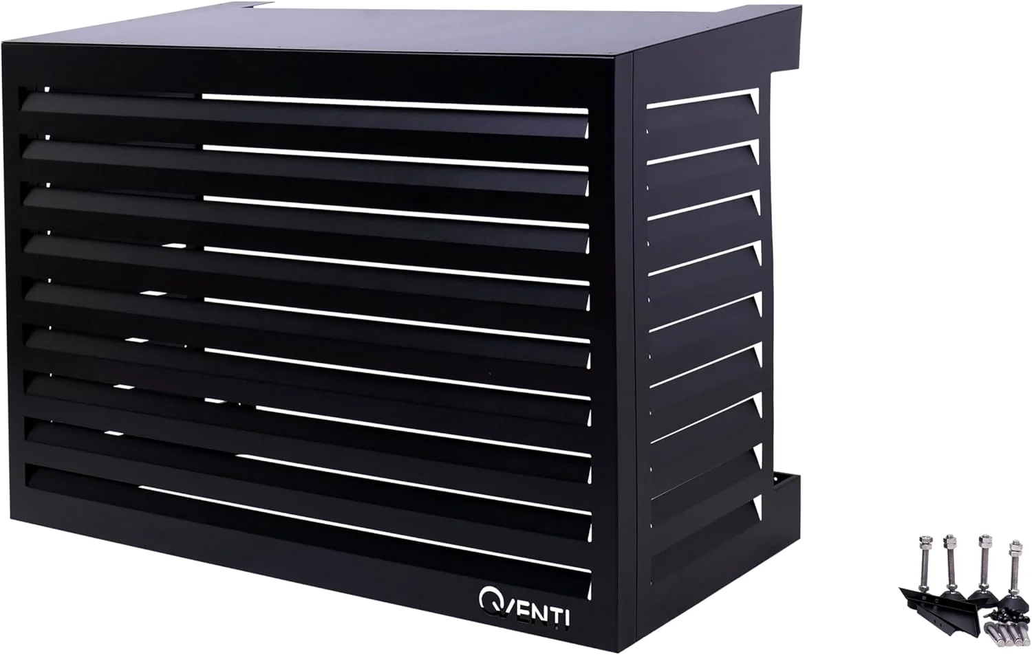 Qventi Abdeckung für Klimaanlage - Anthrazit/Grau - Aluminium - Schutzgitter - Verkleidung - Einfache Montage - Größe S - Außenmaße (LxBxH): 100 x 50 x 75 cm