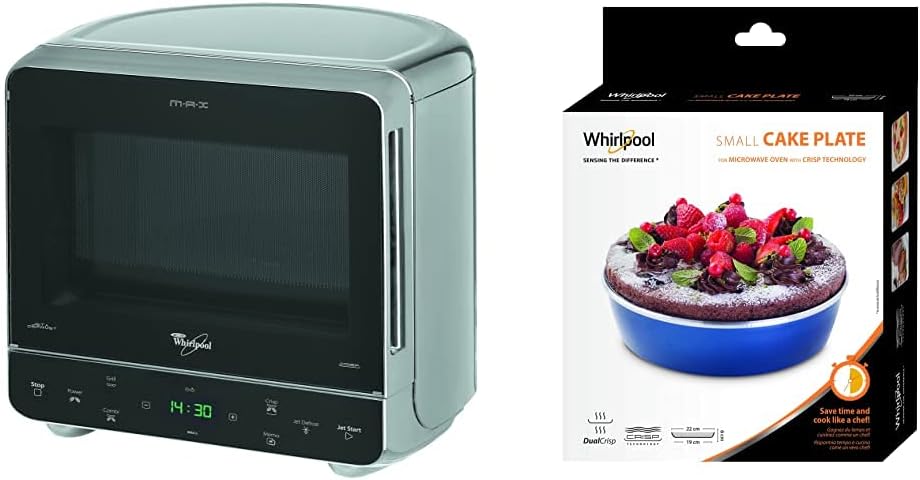 Whirlpool MAX 38 SL Kombination Grill und Mikrowelle / 700 W / 13 L Garraum / Crisp Funktion / Super-Kompakt Design besonders platzsparend in Ecken / Grill / Schnellauftau-Funktion, Silber