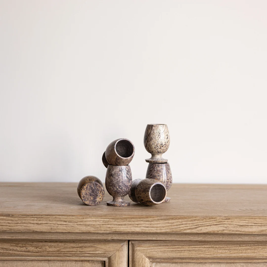Brown Soapstone Shot Glasses Set