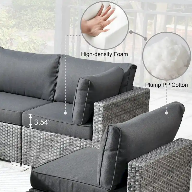 HOOOWOOO 8-piece Rattan Wicker Patio Furniture Set with Fire Pit