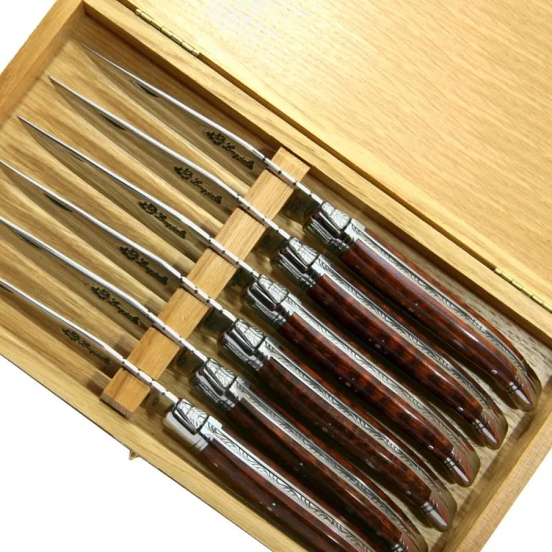 Laguiole Steak Knives Mimosa Wood Handle, Set of 6