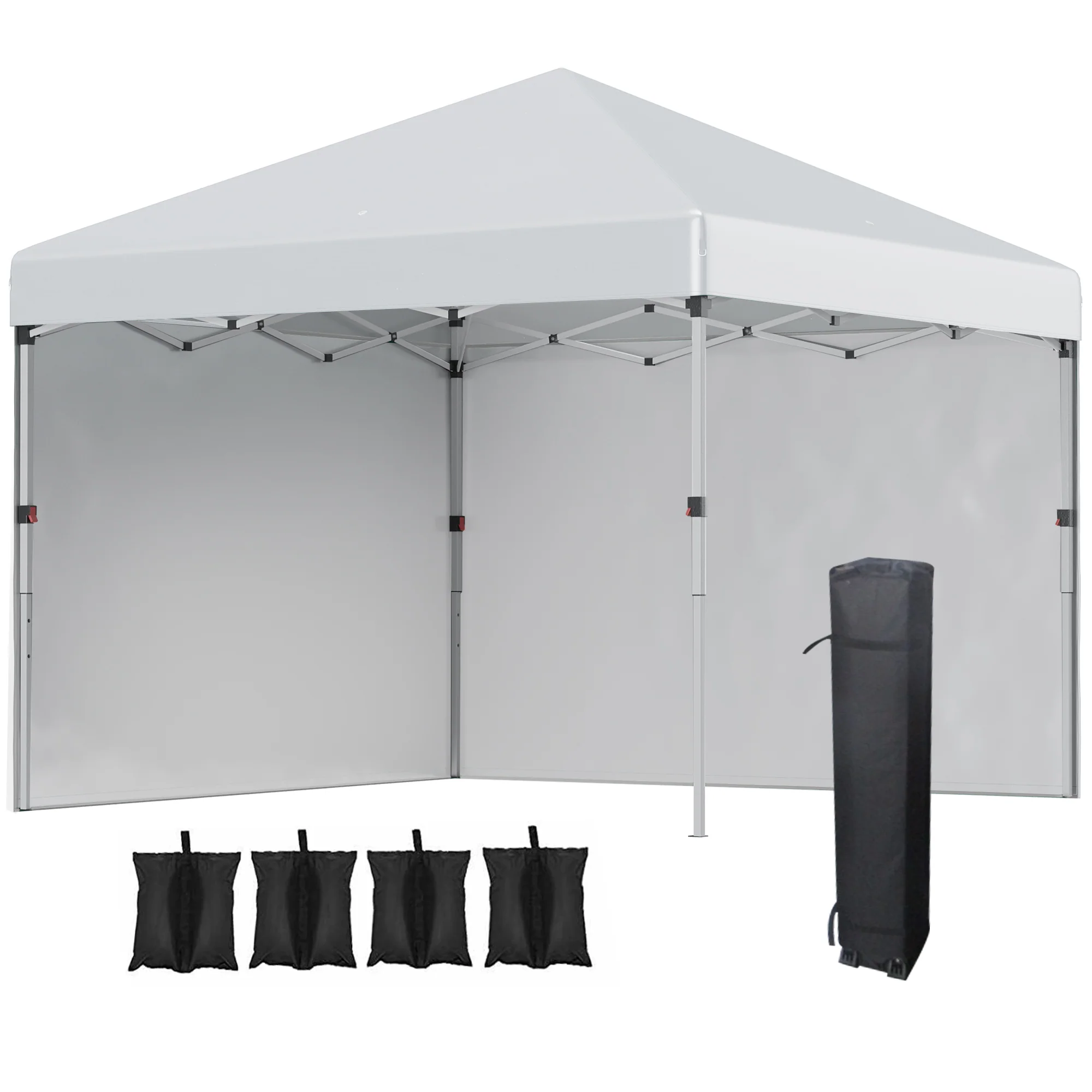 Outsunny Faltpavillon höhenverstellbar UV30+ mit Seitenwänden