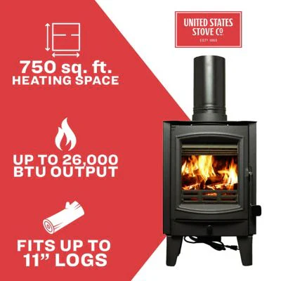 US Stove 750 négyzetlábas apró fatüzelésű kályha