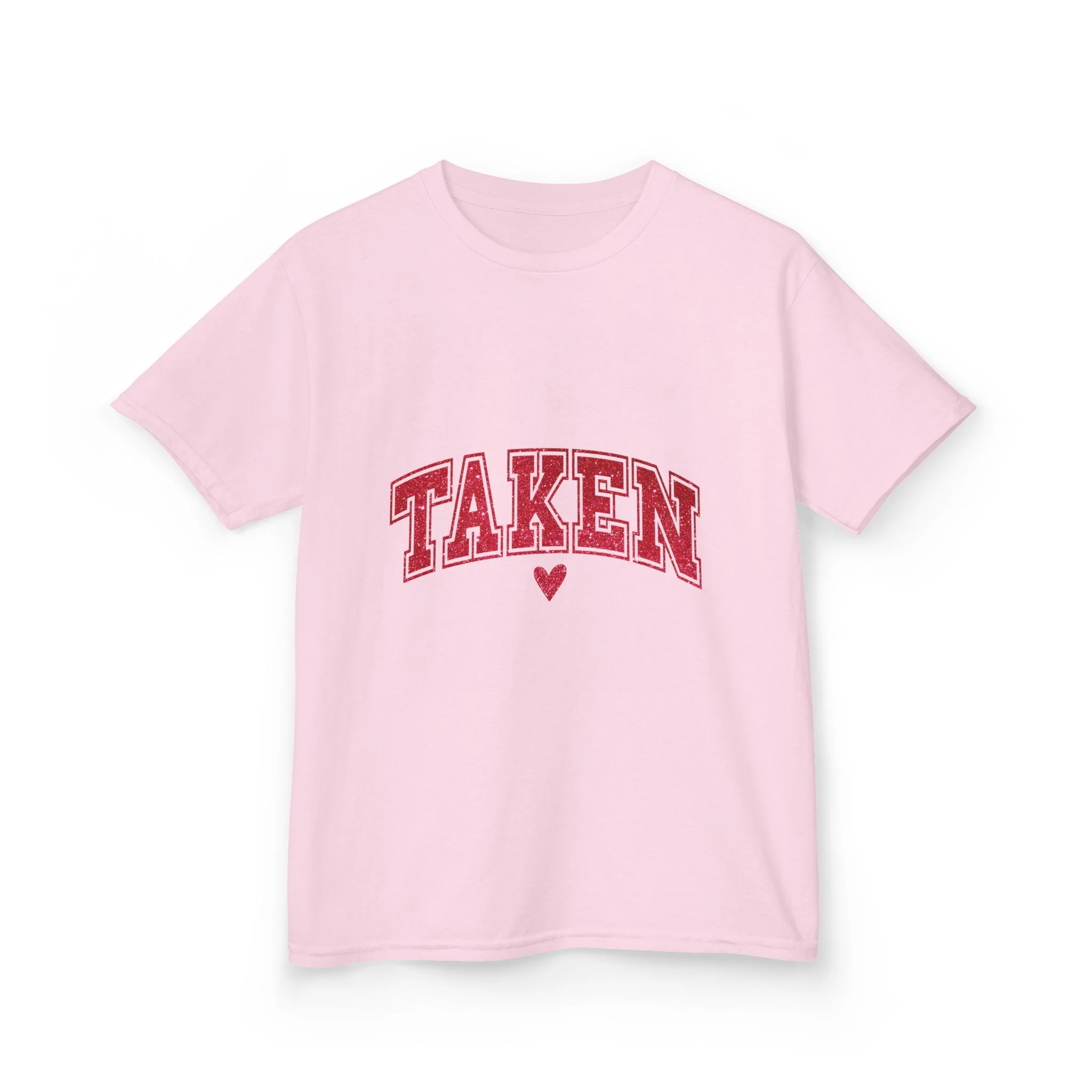 Taken Kids Tee | Red College Lettering, Small Heart