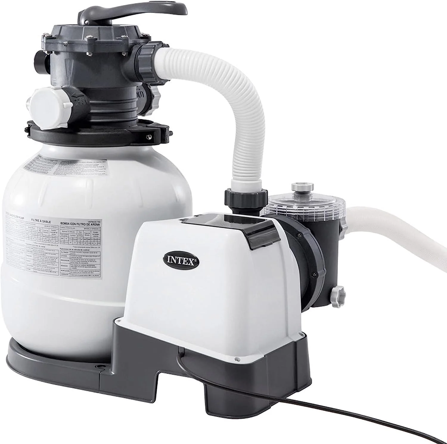 Intex 55228 – Krystal Clear Sand Treatment Plant 12,000 L/H, Pool Sand Purifier, Pool Filter, Pool Pump/For Detachable Pools up to 66,000 L., 6 Functions and Locking System