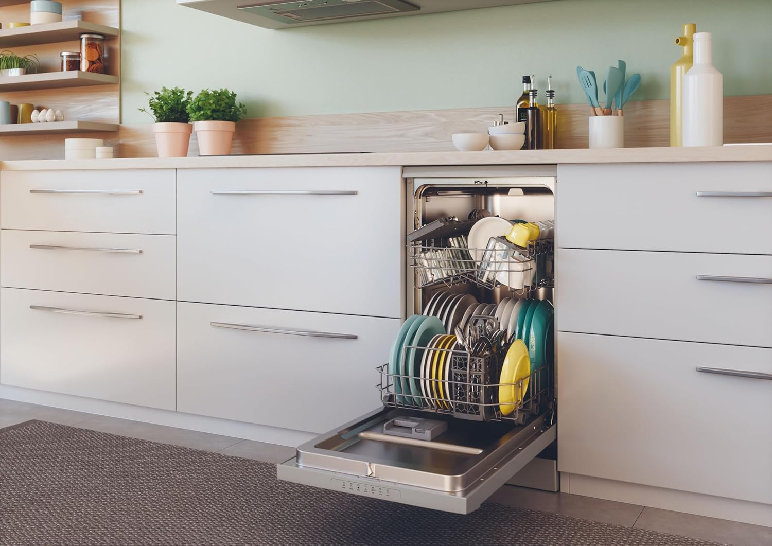 Candy Brava CDPH 2D1047S Lavastoviglie Slim a Libera Installazione, 10 Coperti, 5 Programmi, Ciclo Rapido, Classe E, AxLxP 85x45x58 cm, Argento [Classe di efficienza energetica E]
