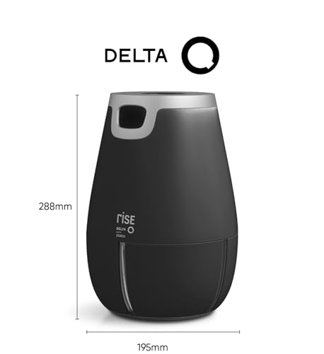 Delta Q   Macchina da caffè Rise   Nero   19 Bar a pressione   Sistema di estrazione inversa   2 tazze grandi e 4 piccole compatibili   20 capsule Intensità 14 e 10 capsule decaffeinato : Casa e cucina