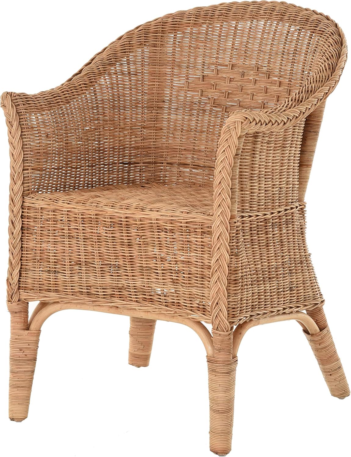 Rattan-Sessel Natur/Esszimmersessel Korb-Sessel/Rattanmöbel Rattansessel Rattanstuhl mit Armlehnen Lounge Flechtsessel (Natur)