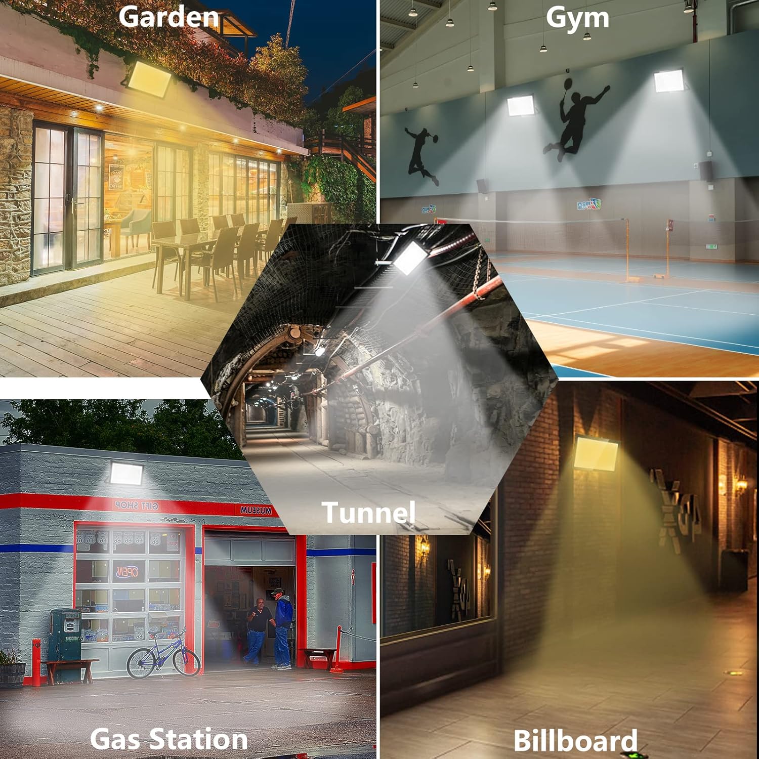 4er 300W LED Strahler Außen, 30000LM Superhell LED Scheiwerfer Fluter Flutlicht, 3000K Warmweiß Industriestrahler, IP66 wasserdicht Außenlampe, LED Außenstrahler für Gärten Garage Flur Außenbereich