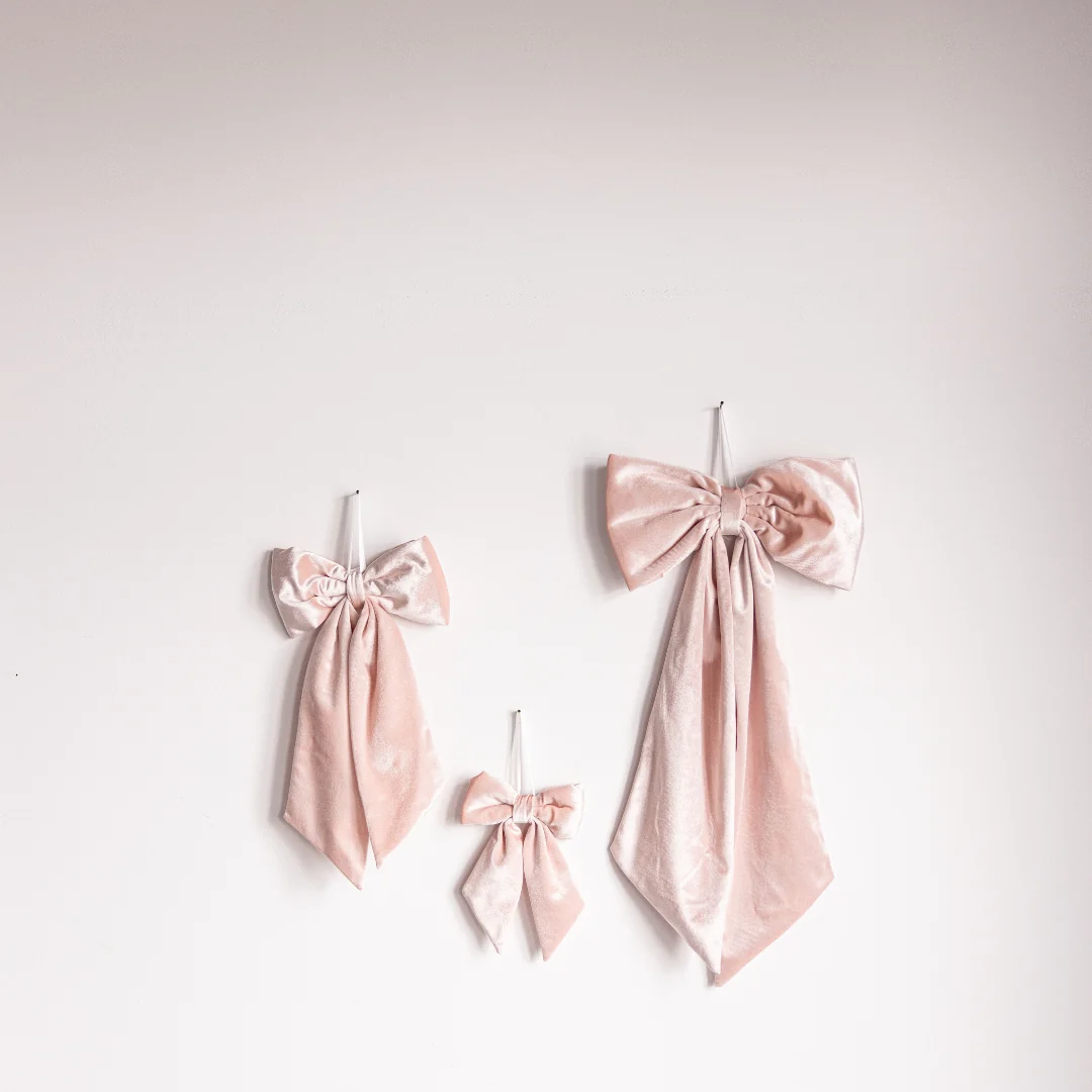 Light Pink Velvet Fabric Bows