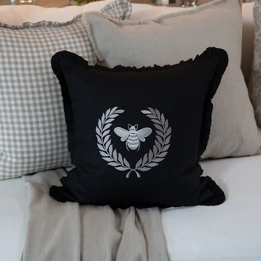 Bumble Bee Linen Throw Pillow