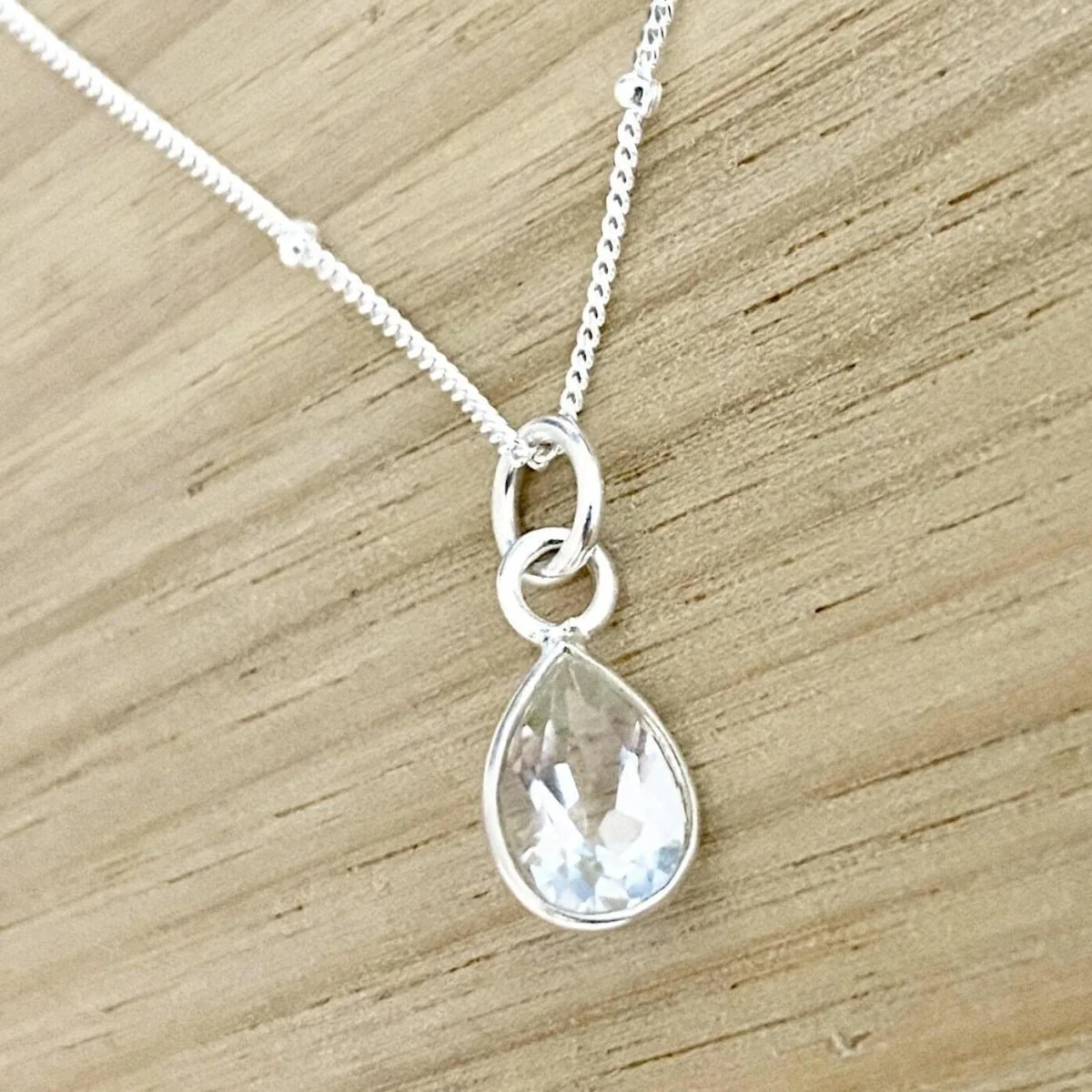 Laiha Bell Mini Droplet Clear Crystal Quartz Necklace