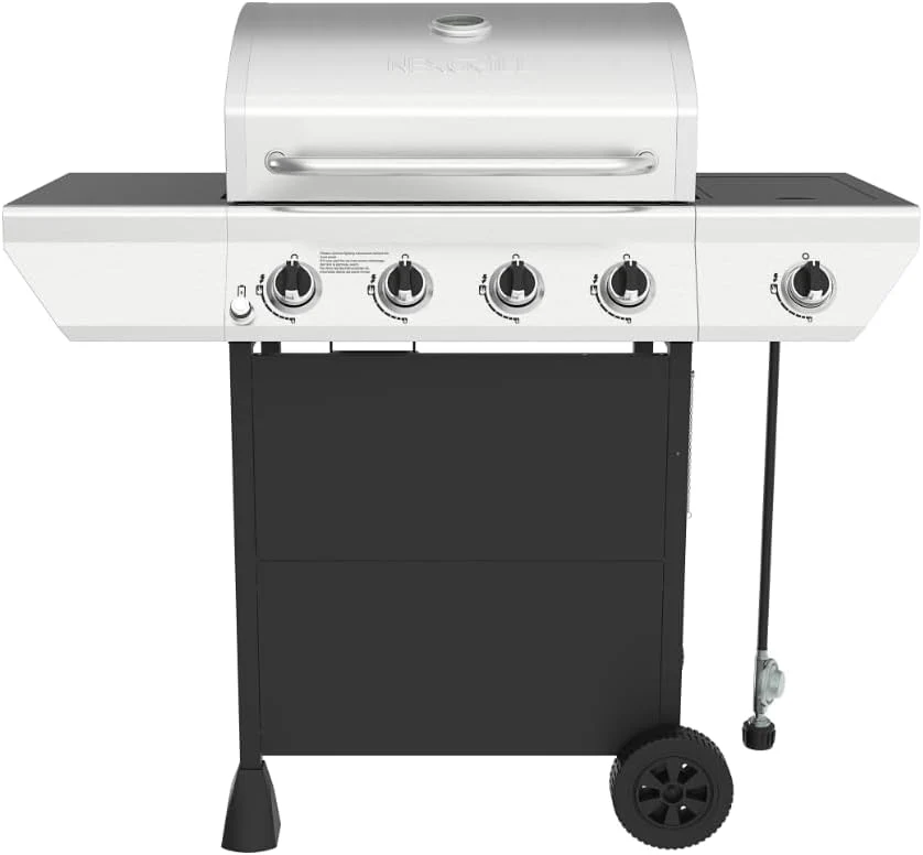 Nexgrill 3-Burner Propane Gas Grill with Side Tables, 27,000BTUs, Stainless Steel Lid
