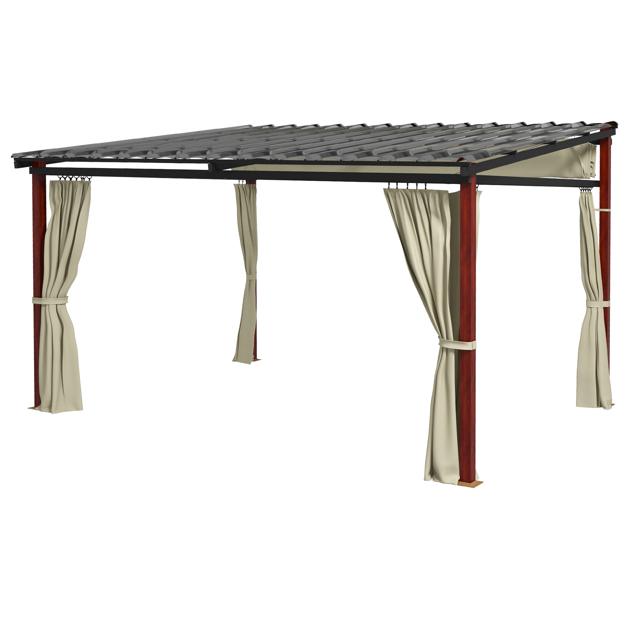 Outsunny Verstelbare Tuinprieel, Weerbestendig, Inclusief Bevestigingsmateriaal, Beige