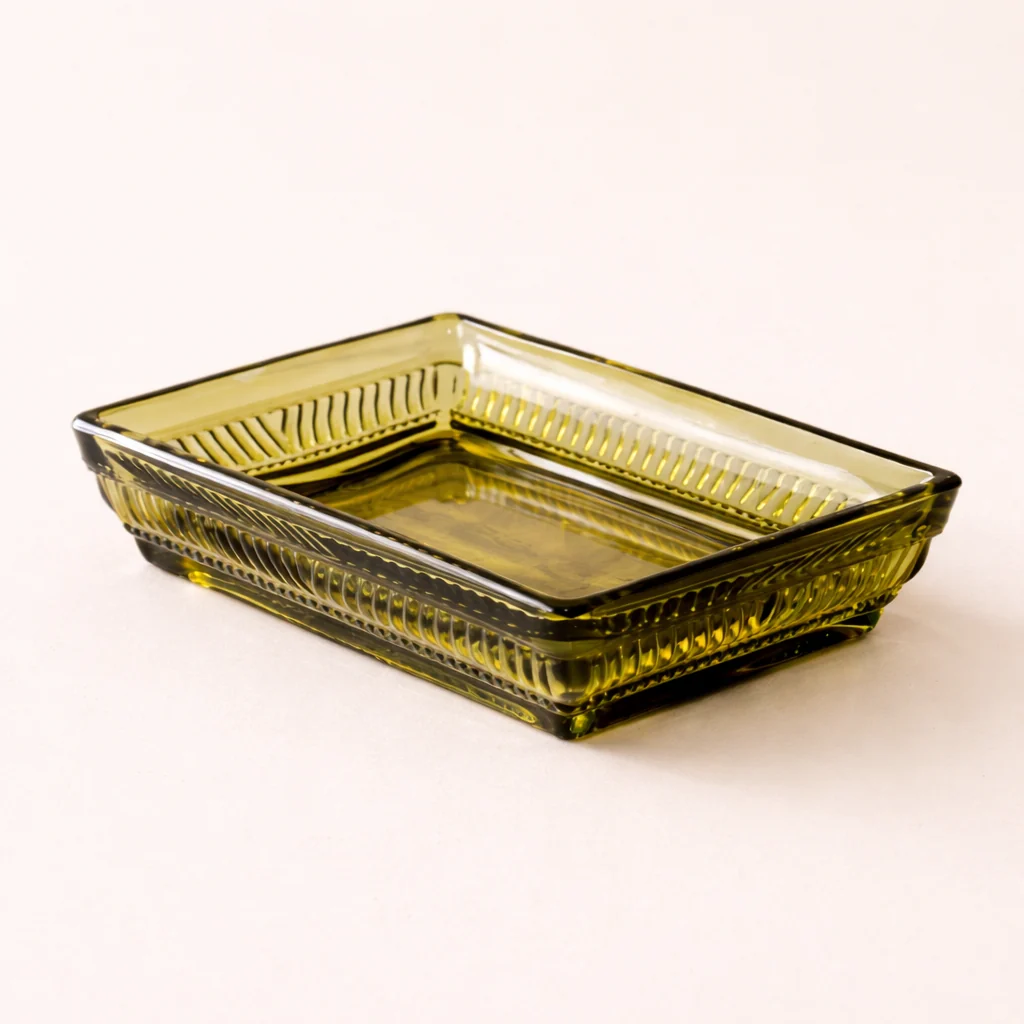 Olive Green Glass Soap Dish