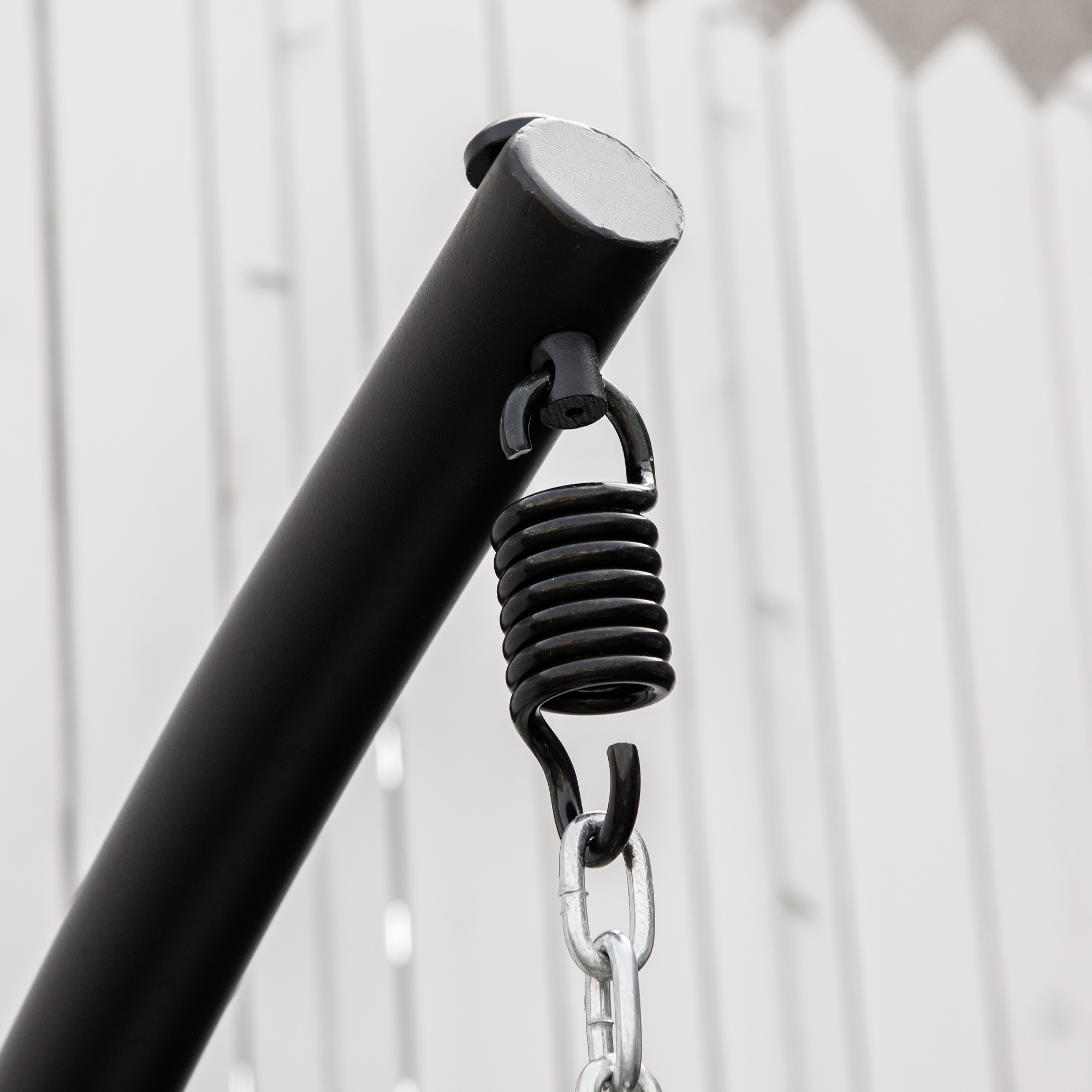 Outsunny hangstoel hangmand met frame hangende schommel hangstoel met kussenmand opvouwbaar metaal zwart + crème wit 101 x 101 x 188 cm