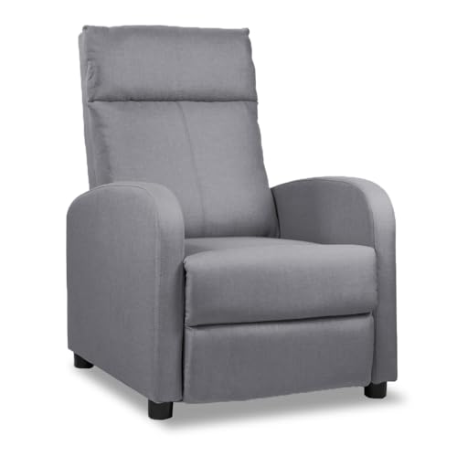 Don Descanso   Poltrona Relax Tessuto Verona Grigio, con Poggiapiedi, Sistema di Apertura Push, Compatta, Sdraiate fino a 160º e Posizione Zero (81.5x66.5x97.5 cm) : Amazon.it: Casa e cucina