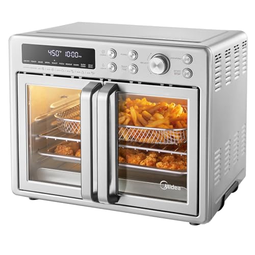 Midea Flexify French Door Toaster Oven Air Fryer Combo, 26.4 QT, Extra Large Air Fryer Countertop Oven 10 in 1 Combo, 25% Faster Cooking and 90% Less Oil, Stainless Steel : Home & Kitchen