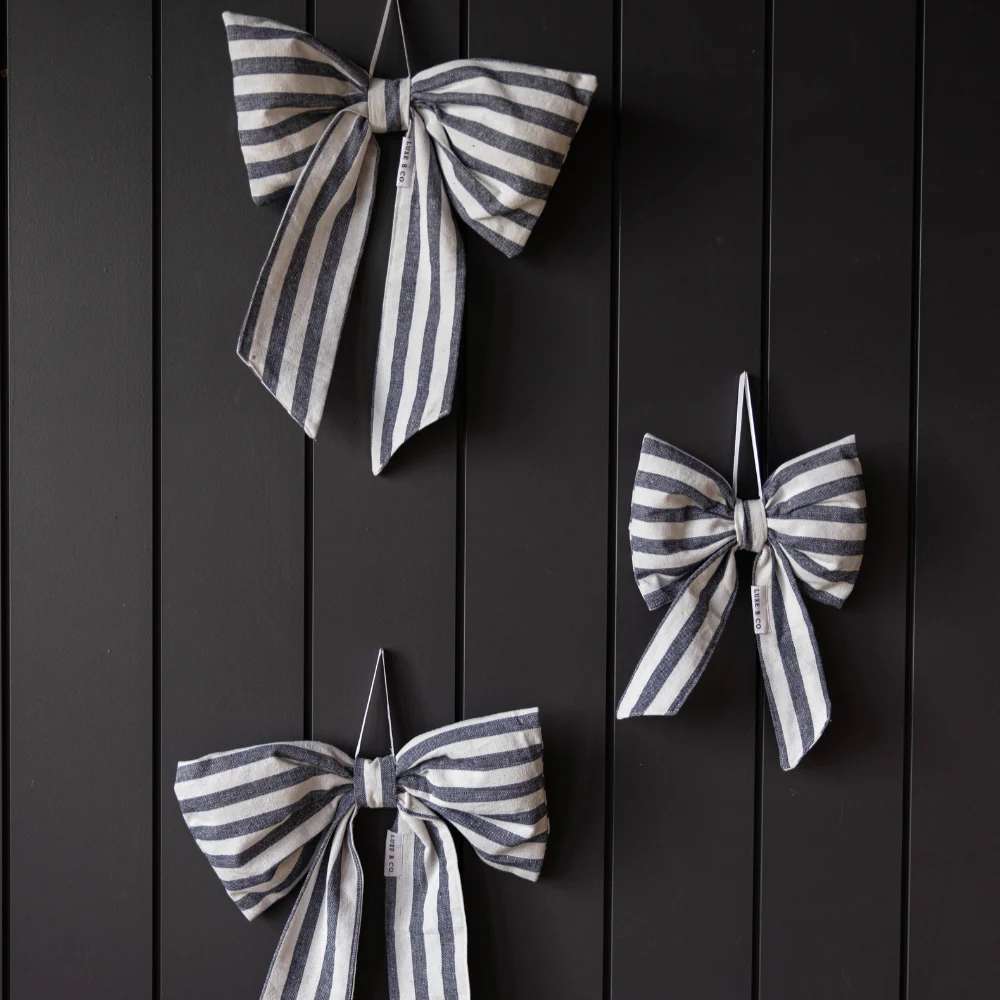Striped Blue Fabric Bows