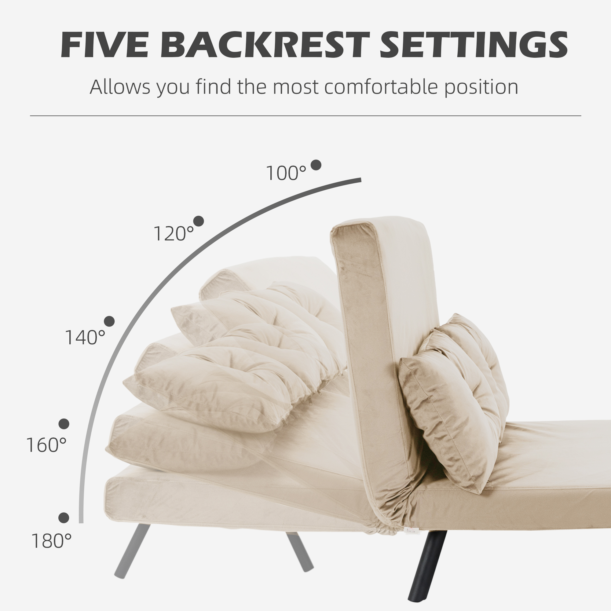 HOMCOM Slaapbank 2-zitsbank Fluweelbank, Slaapfunctie, incl. 2 kussens, Fluweel Optiek, Natuur + Beige + Zwart