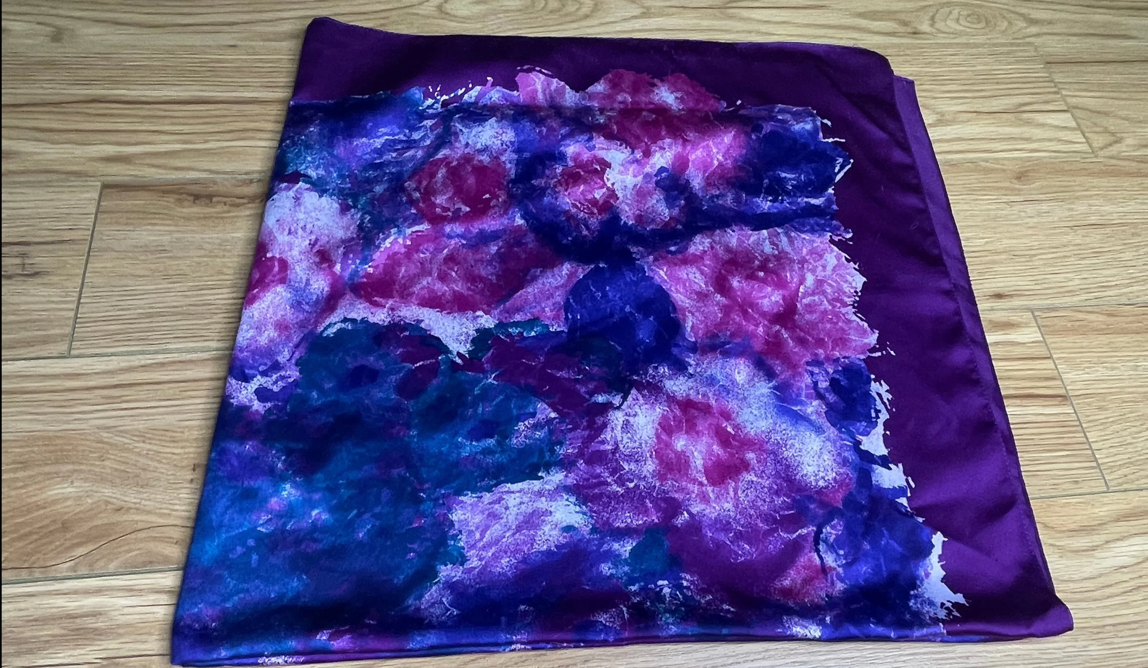 1980s Abstract Floral Watercolour Large Scarf