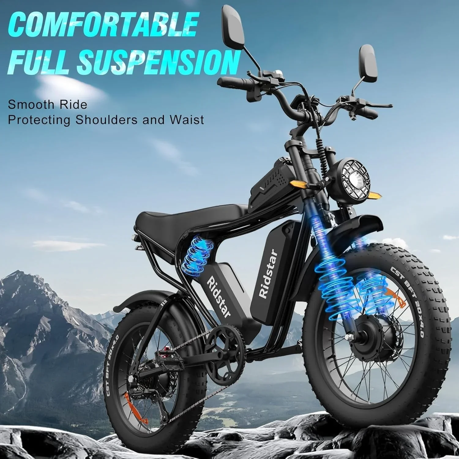Q20 elektromos kerékpár, 2000W, 52V, 48-290 km, felnőtt terepjáró fatbike
